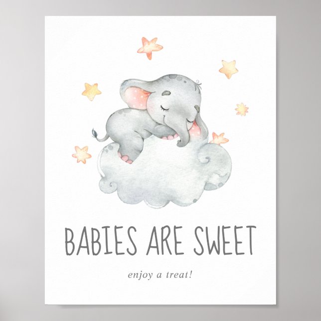 Sleeping Little Elephant Girl Babies are Sweet Poster (Front)