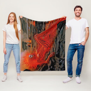 “Sleeping Magma” – Volcanic Woman Portrait Fleece Blanket