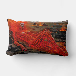 “Sleeping Magma” – Volcanic Woman Portrait Lumbar Cushion