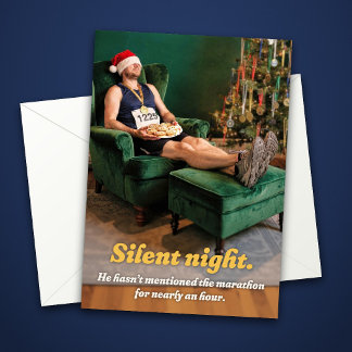 Sleeping Marathon Runner Funny Christmas Card