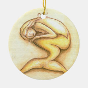Sleeping Mermaid Gold Christmas Ornament