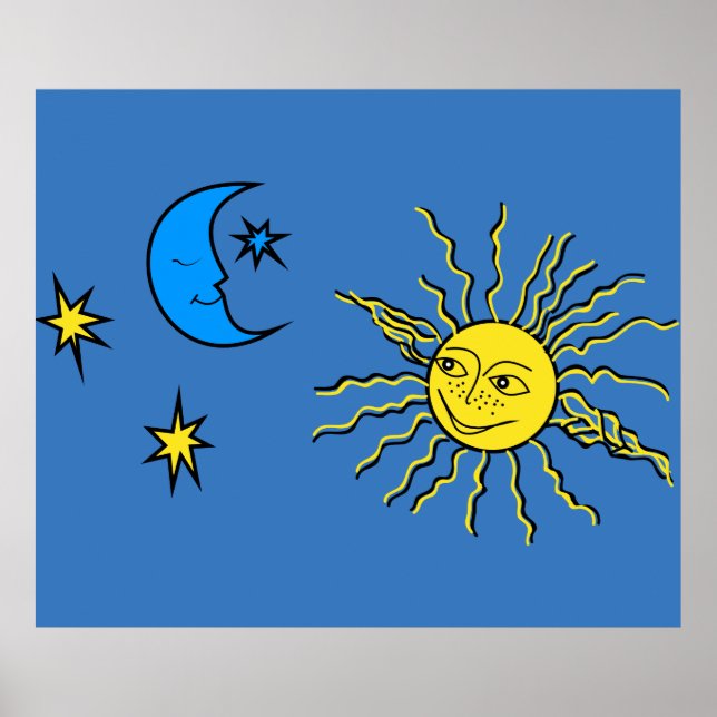 Sleeping moon and smiling sun poster (Front)