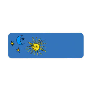 Sleeping moon and smiling sun return address label