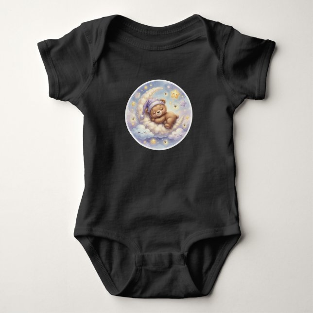Sleeping Moon Bear Baby Bodysuit (Front)