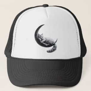 Sleeping Moon Cat – Dreamy Aesthetic Art Trucker Hat