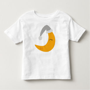 Sleeping Moon, Nightcap, Cute Moon, Yellow Moon Toddler T-Shirt