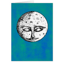 Sleeping Moon on Blue-Green Card