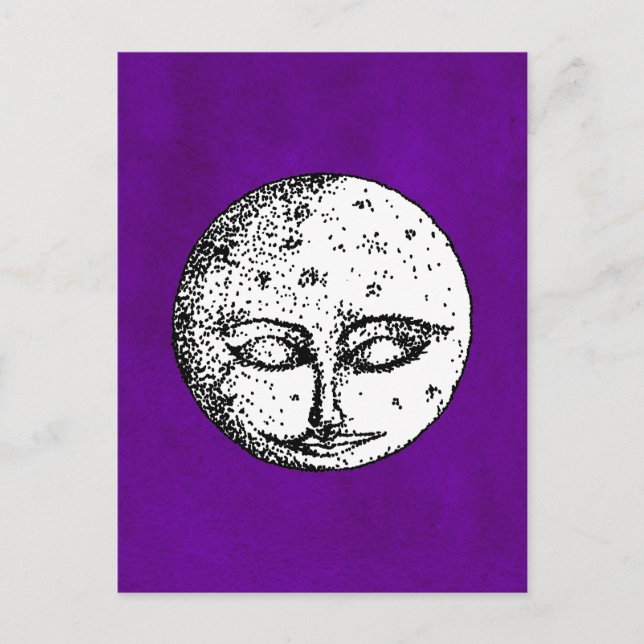 Sleeping Moon on Intense Purple Postcard (Front)