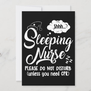 Sleeping Nurse Hospital Rn Nursing Week Funny Men  Invitation