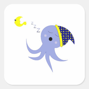 Sleeping Octopus Square Sticker
