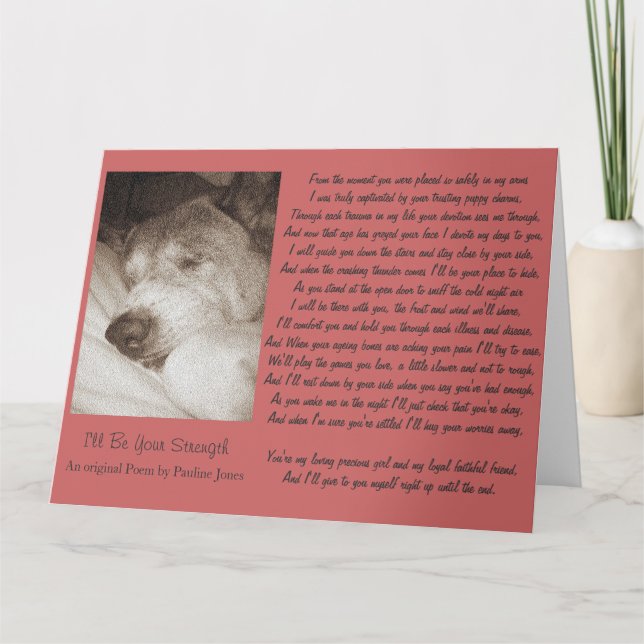 sleeping old akita dog animal sympathy poem big card (Front)