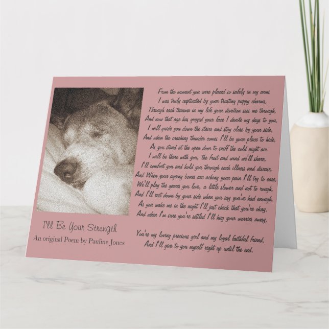 sleeping old akita dog animal sympathy poem big card (Front)