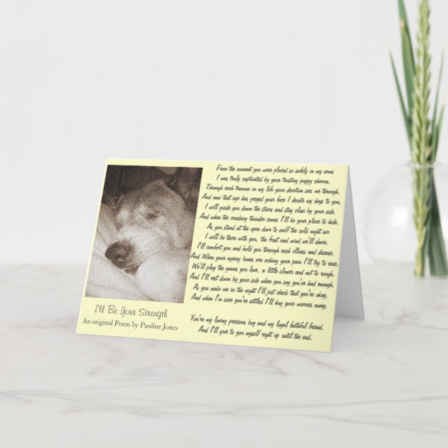 sleeping old akita dog animal sympathy poem card (Front)