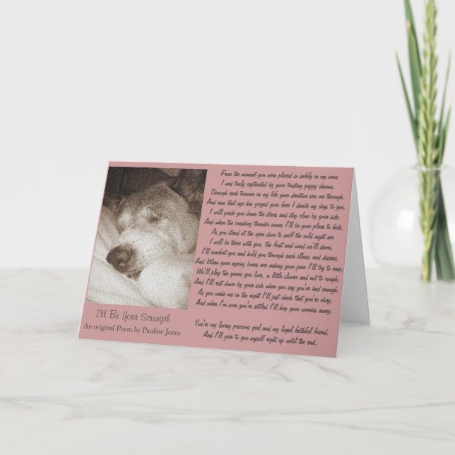 sleeping old akita dog animal sympathy poem card (Front)