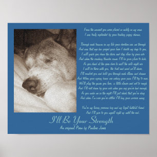sleeping old akita dog animal sympathy poem poster