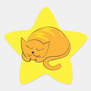 Sleeping Orange Cat Star Sticker