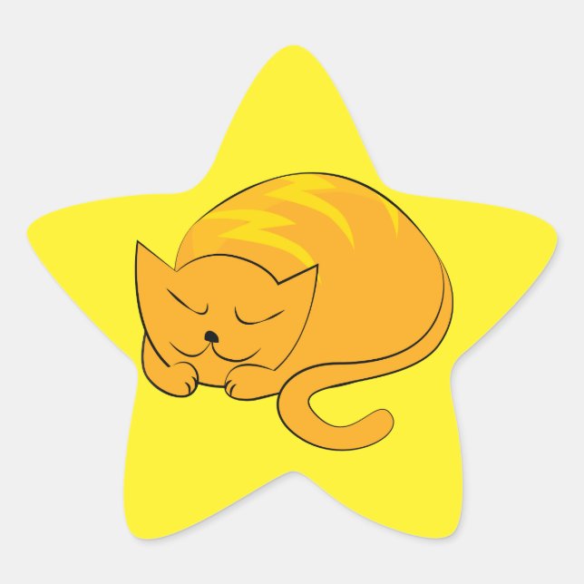 Sleeping Orange Cat Star Sticker (Front)