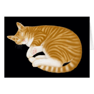 Sleeping Orange Tabby Cat Card
