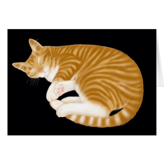 Sleeping Orange Tabby Cat Card (Front Horizontal)