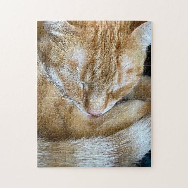 Sleeping orange tabby cat jigsaw puzzle (Vertical)