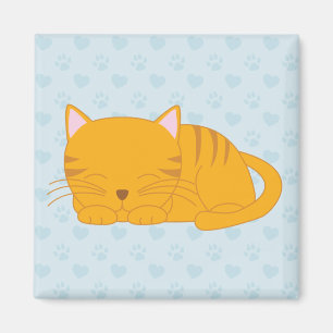 Sleeping Orange Tabby Cat Magnet