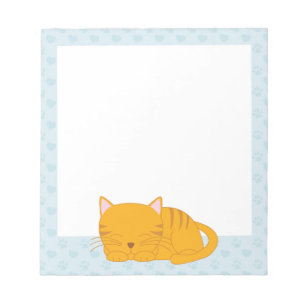 Sleeping Orange Tabby Cat Notepad