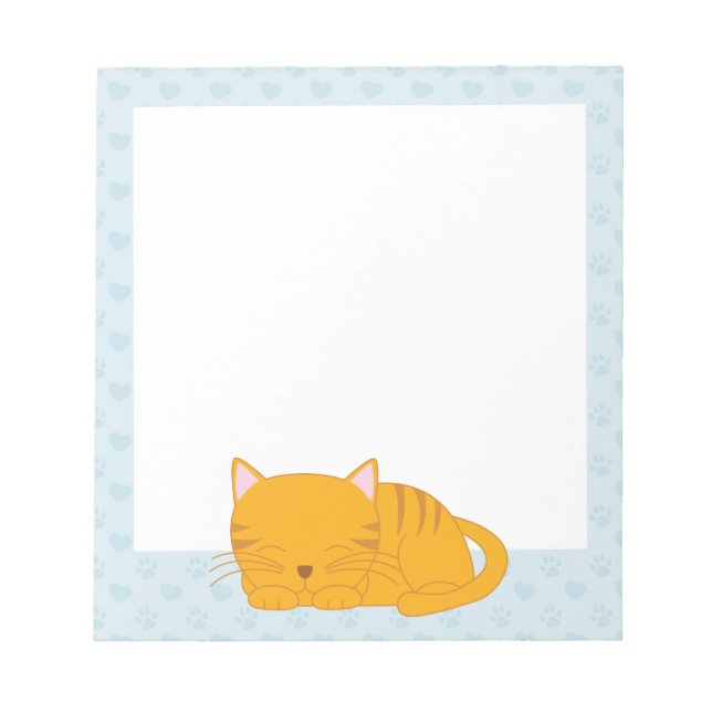 Sleeping Orange Tabby Cat Notepad (Front)