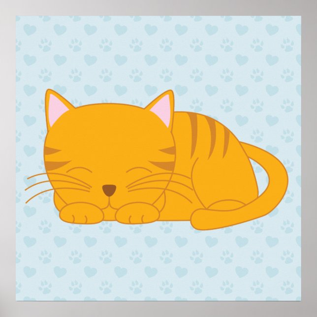 Sleeping Orange Tabby Cat Poster (Front)