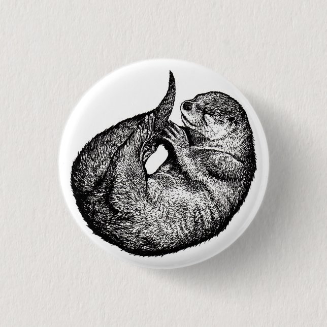 sleeping otter 3 cm round badge (Front)