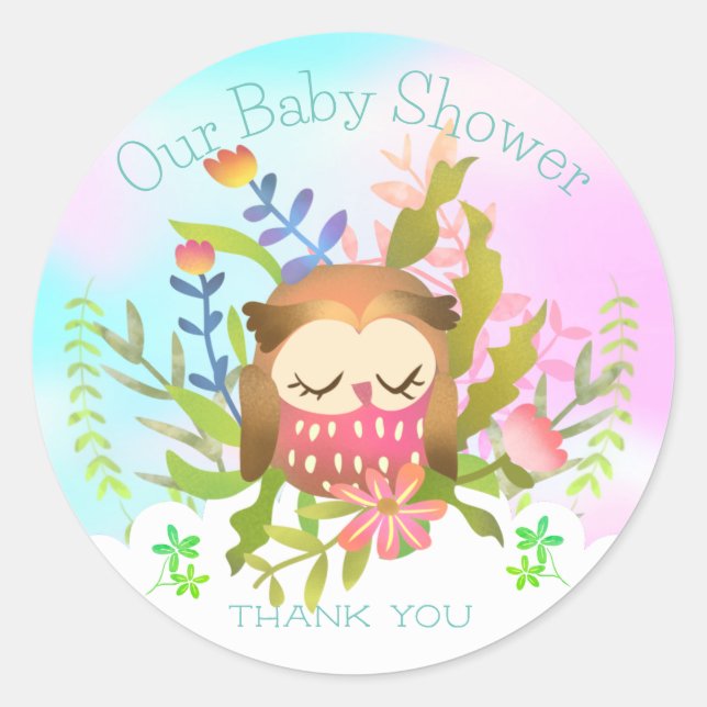 Sleeping Owl Baby Square Sticker (Front)