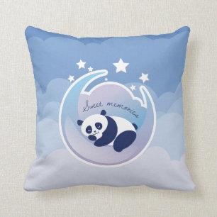 Sleeping Panda blue pillow