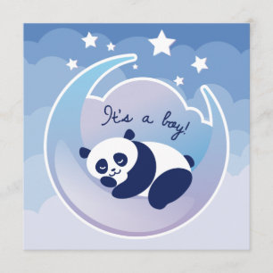 Sleeping Panda 'its a boy' birth announcement card