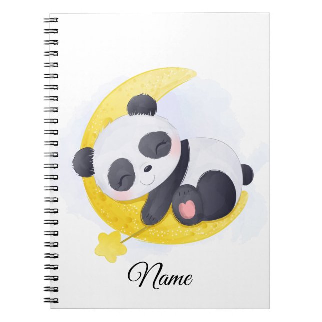 Sleeping Panda on Moon Kawaii Art Notebook (Front)