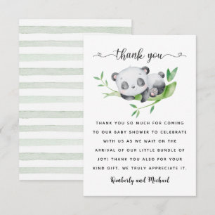 Sleeping Panda Watercolor Birthday   Baby Shower Thank You Card