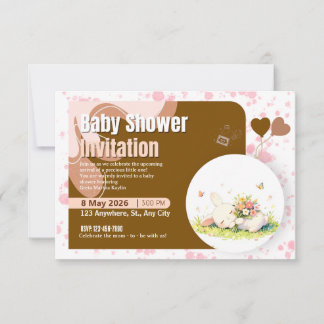 Sleeping Pastel Bunny Baby Shower Invitation