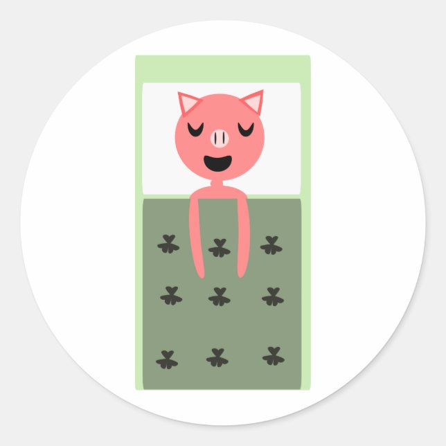 Sleeping Pig Classic Round Sticker (Front)