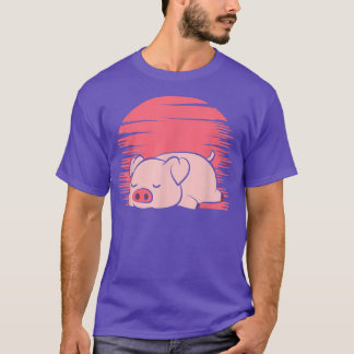 Sleeping Pig Farmer Lazy Piggy 5289  T-Shirt