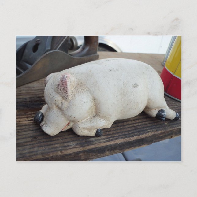 Sleeping Pig Figurine Postcard (Front)