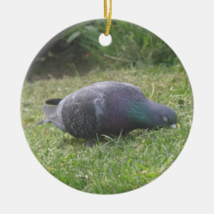Sleeping Pigeon Custom Birthday Ceramic Ornament