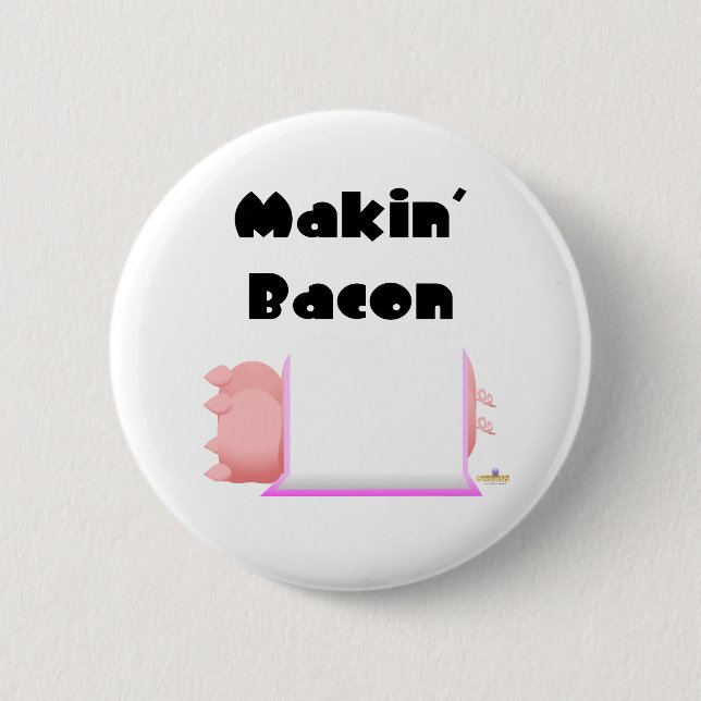 Sleeping Pigs Pink Blanket Makin' Bacon 6 Cm Round Badge (Front)