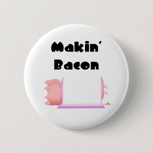 Sleeping Pigs Pink Blue Blanket Makin' Bacon 6 Cm Round Badge