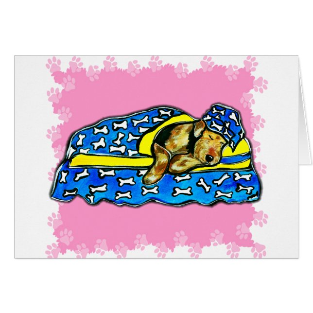 Sleeping Pink Airedale (Front Horizontal)