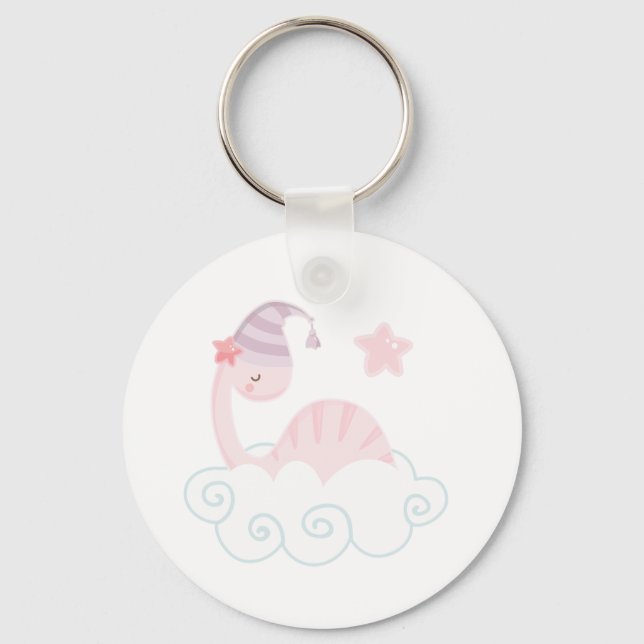 Sleeping Pink Dinosaur    Key Ring (Front)