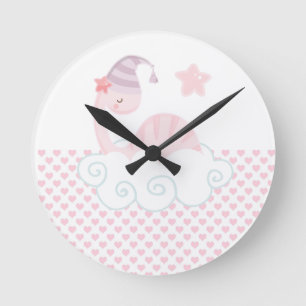 Sleeping Pink Dinosaur Round Clock