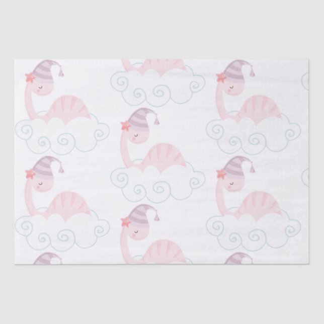 Sleeping Pink Dinosaur    Tissue Paper (Front)