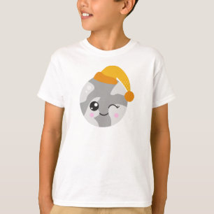 Sleeping Planet, Cute Planet, Planet With Nightcap T-Shirt