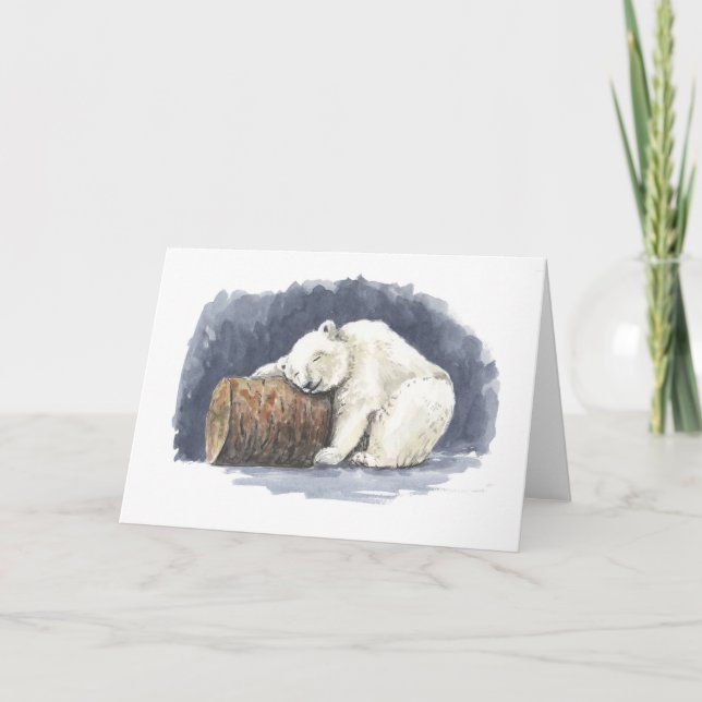 Sleeping polar bear, watercolor art card (Front)