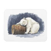 Sleeping polar bear, watercolor art