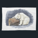 Sleeping polar bear, watercolor art tea towel<br><div class="desc">Watercolor painting of a sleeping polar bear,  originally painted in my sketchbook.</div>