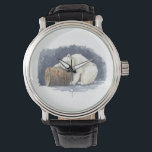 Sleeping polar bear, watercolor art watch<br><div class="desc">Watercolor painting of a sleeping polar bear,  originally painted in my sketchbook.</div>